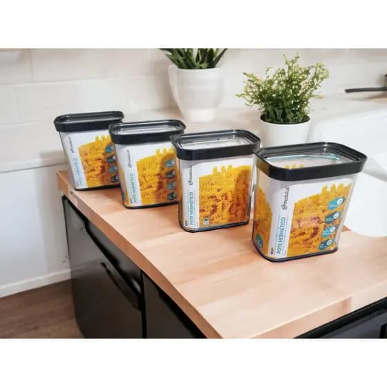 Conjunto De 4 Pote Herméticos Para Mantimentos em Acrílico Com Tampa1500ml