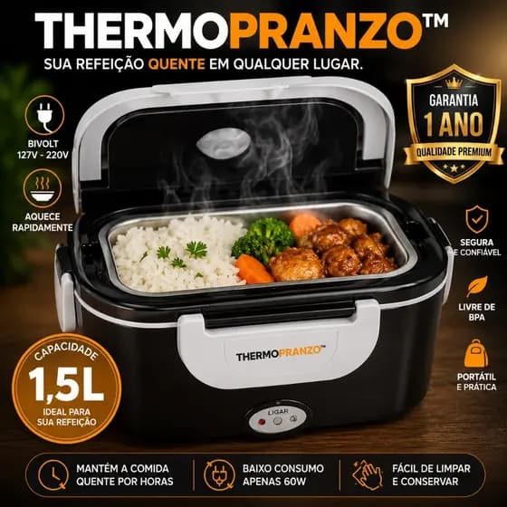 Marmiteira Elétrica Portátil Bivolt 1,5L Comida Quente Portátil Aquecedora ThermoPranzo