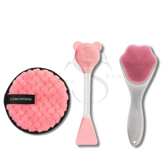 Skin Care Kit Completo 3 em 1: Escova + Esponja + Massageador Para Rosto