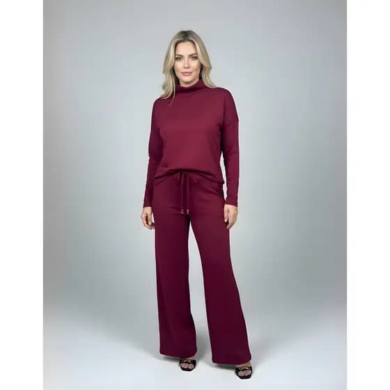 Conjunto de Inverno com Calça E Blusa Crepe De Malha Plus