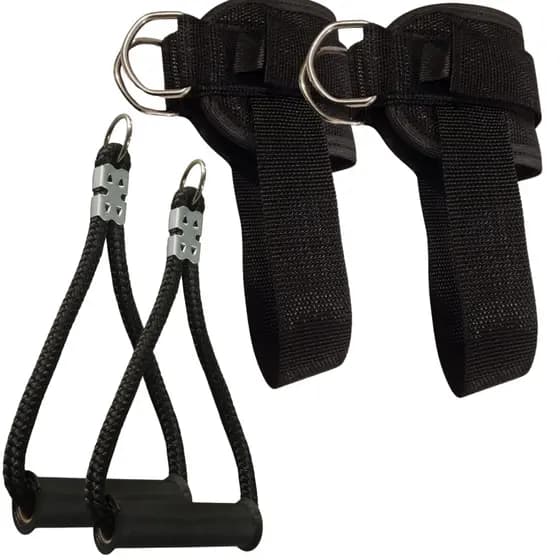 Kit Puxador Corda Cross Over + Tornozeleira Academia Maxmuvem Polia Alta Musculação