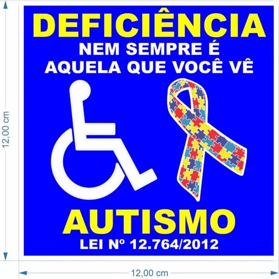ADESIVO PCD - DEFICIÊNTE - AUTISMO - 12 x 12 centimetros - 2 unidades