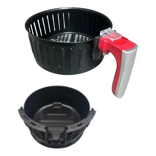 Cuba E Cesto Com Puxador P/ Air Fryer Mondial Af-34 Vermelha
