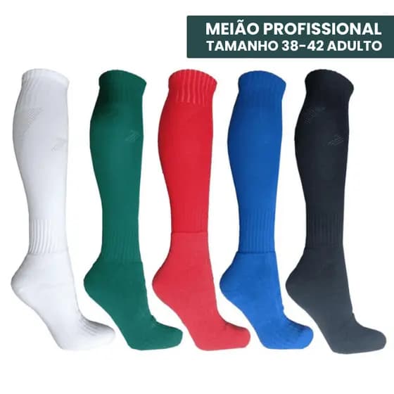 Kit de 1 ou 3 Pares de Meião de Futebol Futsal Esportes Profissional Esportivo Meião