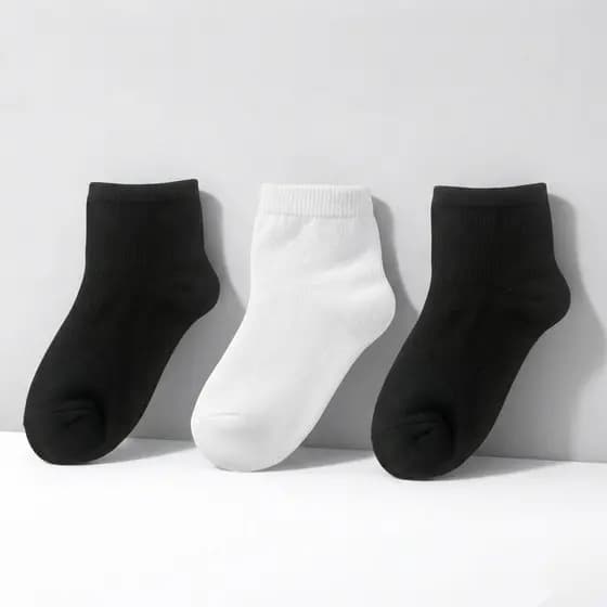 Kit De 3 Até 12 Pares Meia Infantil Branca Preta Escolar Colegial Algodão Menina Menino