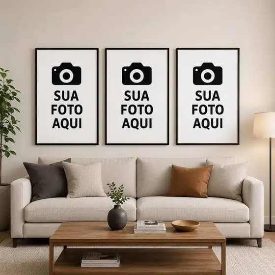 Quadro decorativo 3 Peças personalizado SUA FOTO AQUI decoraçao quarto sala interiores