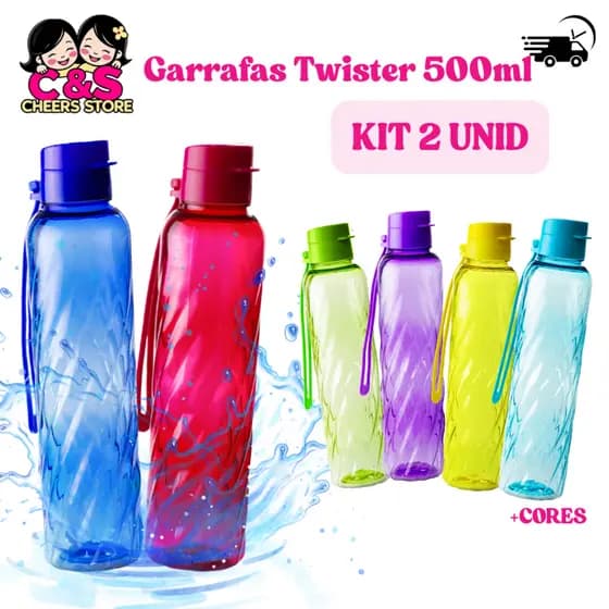 Kit 2 Garrafas Twister 500ml - Várias Cores