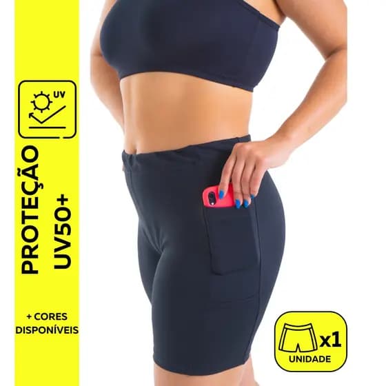 Bermuda Segunda Pele Térmica Snugg Wear Proteção UV50+ Com Bolso Lateral Compressão Anti Assadura
