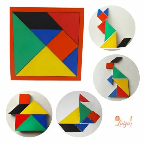 Tangram, Quebra cabeça geométrico, Quebra cabeça chinês, forme figuras, brinquedo pedagógico