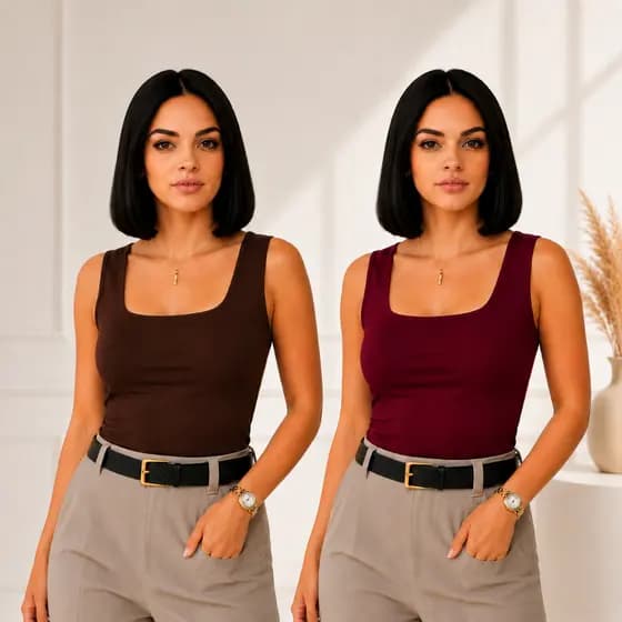 KIT Blusa Regata Feminina Decote Quadrado Moda Blogueira Elegante Casual Trabalho Festa Básica Feminina Moda Blusinhas