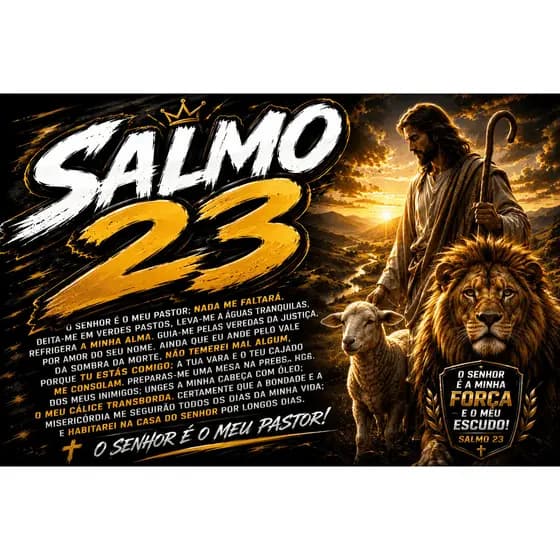 Bandeira 90x65 cm com 4 Ilhós Qualidade para Caminhão, salmo 23 LONA