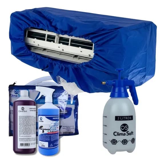 Kit Bolsa Coletora Ar Condicionado 18 a 36mil BTUs + Pulverizador 2L + Bactericida + Polish