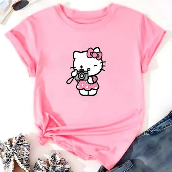 Camiseta Feminina Estampa Hello Kitty - Blusinha de Malha 100% Algodão - Envio Imediato - NB the Shirt