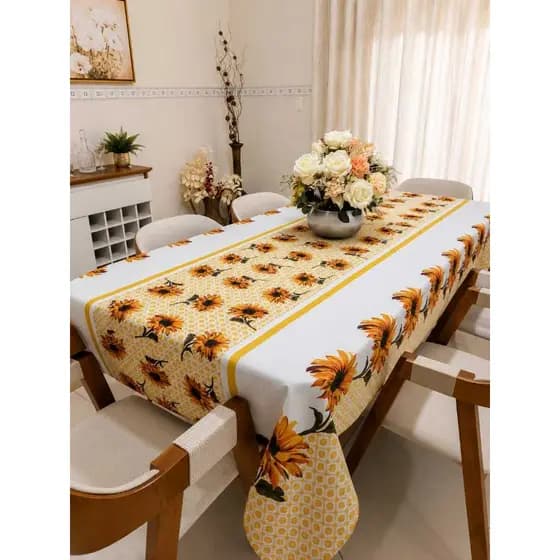Toalha Forro de Mesa Retangular pra mesa 6 Cadeiras 2,20X1,50CM Poliéster com Algodão