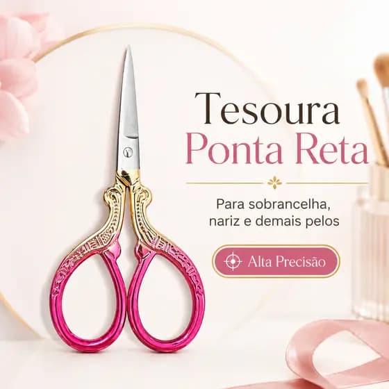 Tesoura Ponta Reta Para Sobrancelha Nariz Buço Pelos Precisão