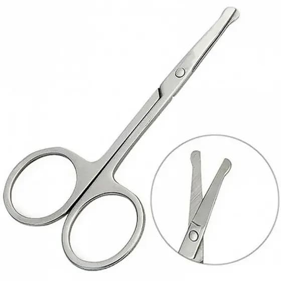 Tesoura Para Corte Pelo De Nariz Bigode Ponta Arredondada Aço Inox Profissional Prata