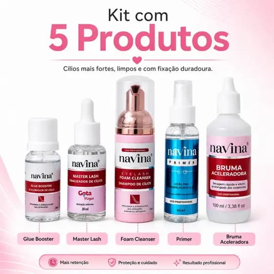 Kit Profissional Completo Navina - Cuidado Extensão De Cílios