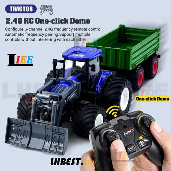 2.4G Controle Remoto Trator De Fazenda RC Caminhão Brinquedo Com LED Brinquedos De Farol Conjunto De Simulador Para