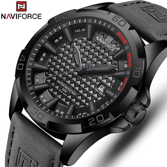 NAVIFORCE 8023 Relógio Casual De Moda Masculina Couro De Quartzo À Prova D'água