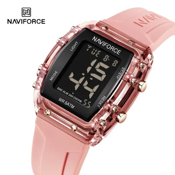 NAVIFORCE 7102 Feminino Quadrado Digital Pulseira De Silicone Esportes Ao Ar Livre Relógio Eletrônico À Prova D'água Com