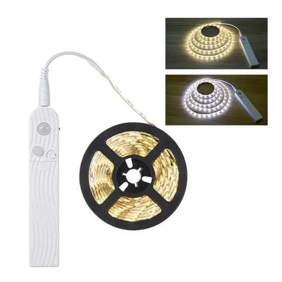 Luz LED com sensor de movimento PIR para escadas de armário de lâmpadas de cama