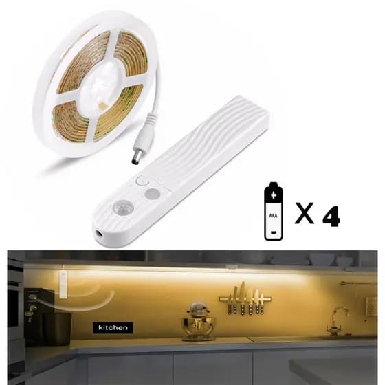DC 5V 2835 Bateria PIR Sensor De Movimento LED Luz De Armário 1m 2m 3m 4m 5mfita De Fita Sob A Lâmpada Da Cama