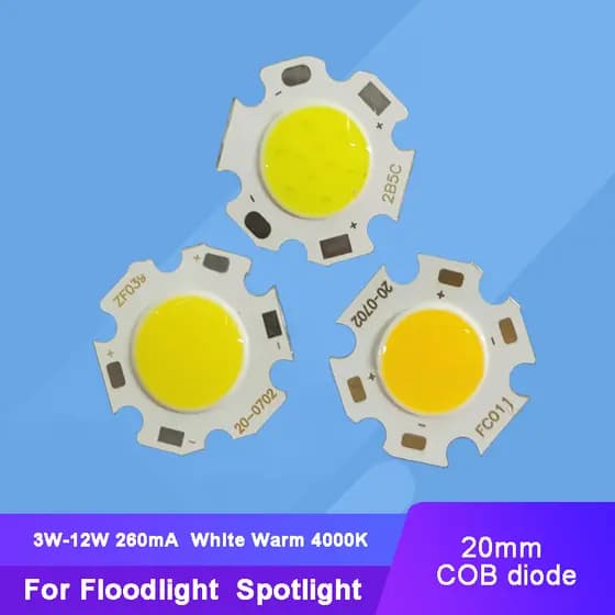 2pcs Entrada 260mA 3W-12W Branco Quente 4000K Luz LED COB + Base Estrela 20mm
