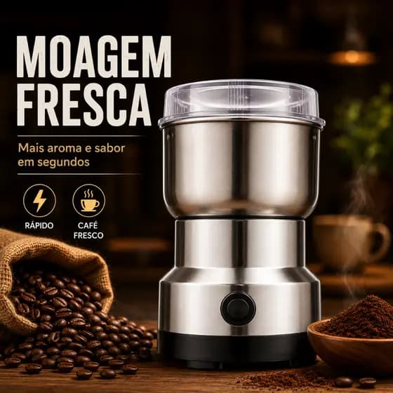 Moedor Triturador de Grãos Café Elétrico 150W 110V - Compacto e Multiuso