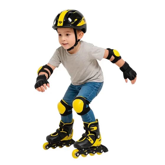 Patins Infantil Ajustável Kit de Proteção Capacete Joelheira Cotoveleira Munhequeira Patins Unissex