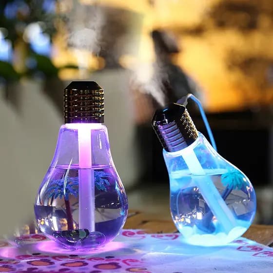 Mini Umidificador S-26 de Ar Humidifier Bulb Climatizador Formato de Lâmpada Luminaria Cabo USB