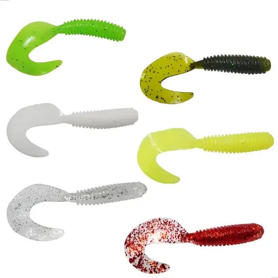 Kit 12 Isca Artificial Soft Silicone Grub Shad Para Robalo Tucunaré Traíra Bass