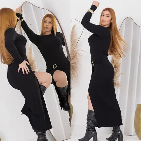 vestido midi manga longa moda blogueira festa balada inverno
