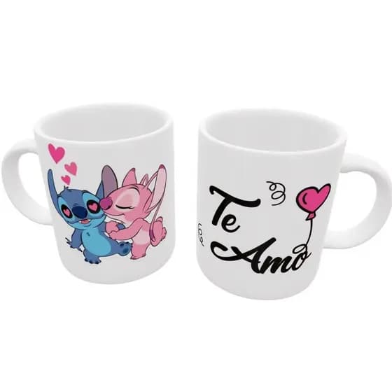 Caneca Porcelana Personalizada Dia dos Namorados STITCH (vários temas) Presente Criativo