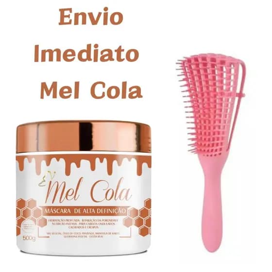 Mel Cola Para Definição Do Cabelo Cachos Extraordinário 500g Com Escova Polvo