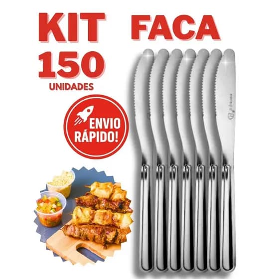 Kit de Talher Faca Inox Corte Preciso Resistência Elegância na Sua Mesa Churrasco Carne Buffet Natal