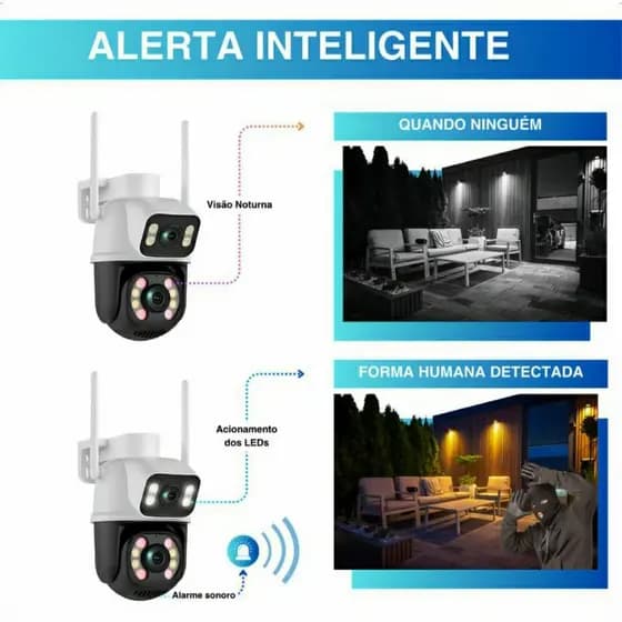 Câmera De Segurança a Prova de água Lente Dupla Camera IP WiFi 360