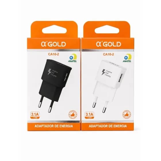 Fonte Carregador Turbo 3.1A A'Gold USB Carregamento Rápido