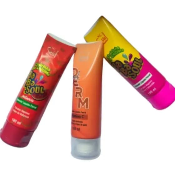 kit 3 sabonetes faciais babasoul melancia, soul derm vitamina C, babasoul cheirinho de babalu