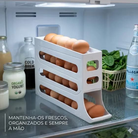 Porta Ovos Organizador De Geladeira Suporte 4 Andares Dispenser Rolante De Ovos Vertical Cozinha