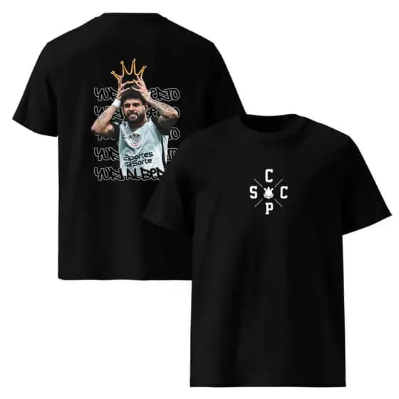 Camiseta Estampada Personalizada Yuri Alberto Corinthians Timão Camisa Paulistão 2025 100% Algodão Infantil Unissex