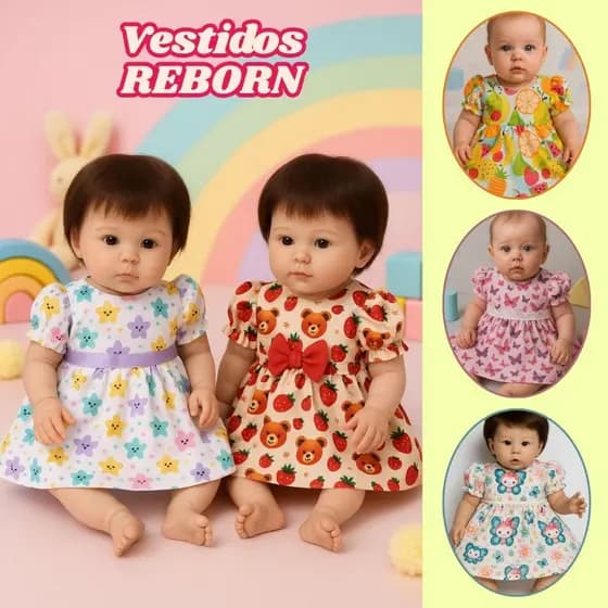 Vestidos para Boneca Bebê Reborn Boneca Realista Roupinhas Para Boneca 50 CM Com Manga de Elástico