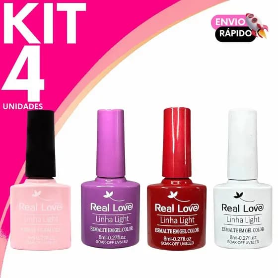 Esmalte em Gel Real Love Brilho e Longa Duração Secagem Rapida Cabine LED/UV Profissional