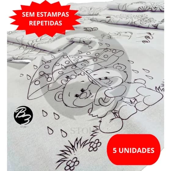Kit 5 Pano de Prato Branco Riscado Para Pintura - Bainha Premium 100% Algodão 68X40