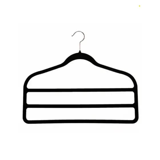 10 Cabides De Veludo Com 3 Barras Preto Importado