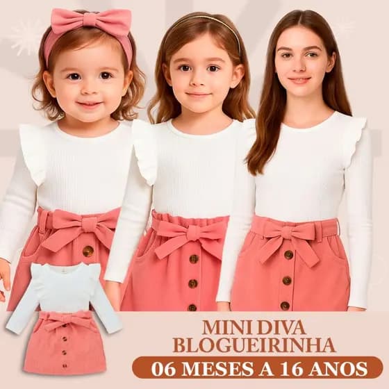 Conjunto Bebe Menina - Conjunto de menina infantil Conjunto luxo mini diva blogueirinha 1 A 16 anos