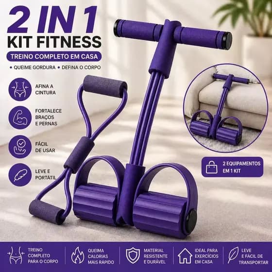 KIT Elástico Extensor Para Exercícios Em 8 + Aparelho Fitness Para Abdominal Ginastica