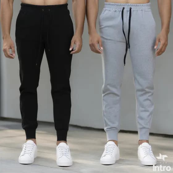 Kit 2 Calça de Moletom Pelúcido Masculina Estilo Jogger academia Caminhada e Casual com Punho