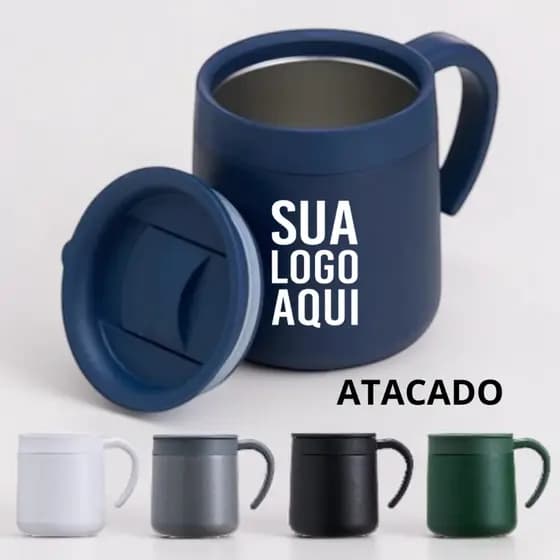Caneca Térmica Personalizada 350ml – Logo de empresa atacado presente