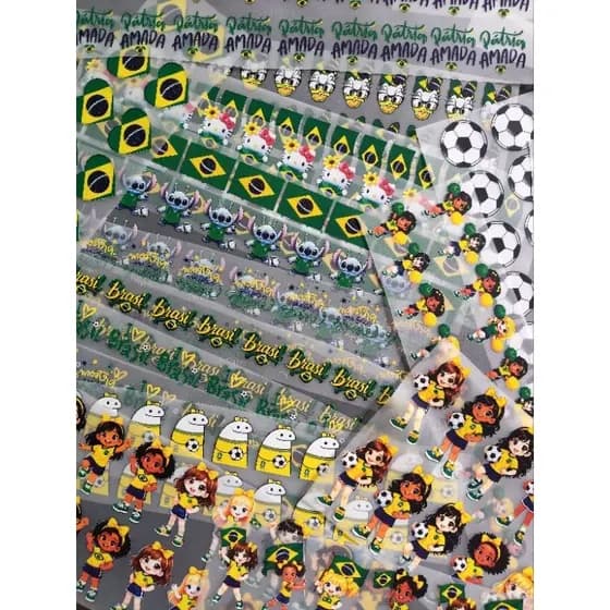 16 Estampa termocolante Brasil copa para tecidos aplicar com seu o ferro de passar 3 centímetros de altura.