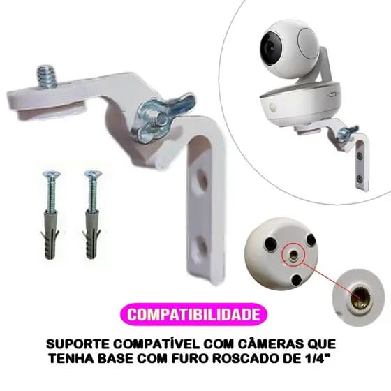Suporte Articulado de Parede Câmera Babá Eletrônica TakTark Modelo BM915 BM811 e BM812 Com Rosca e Outras